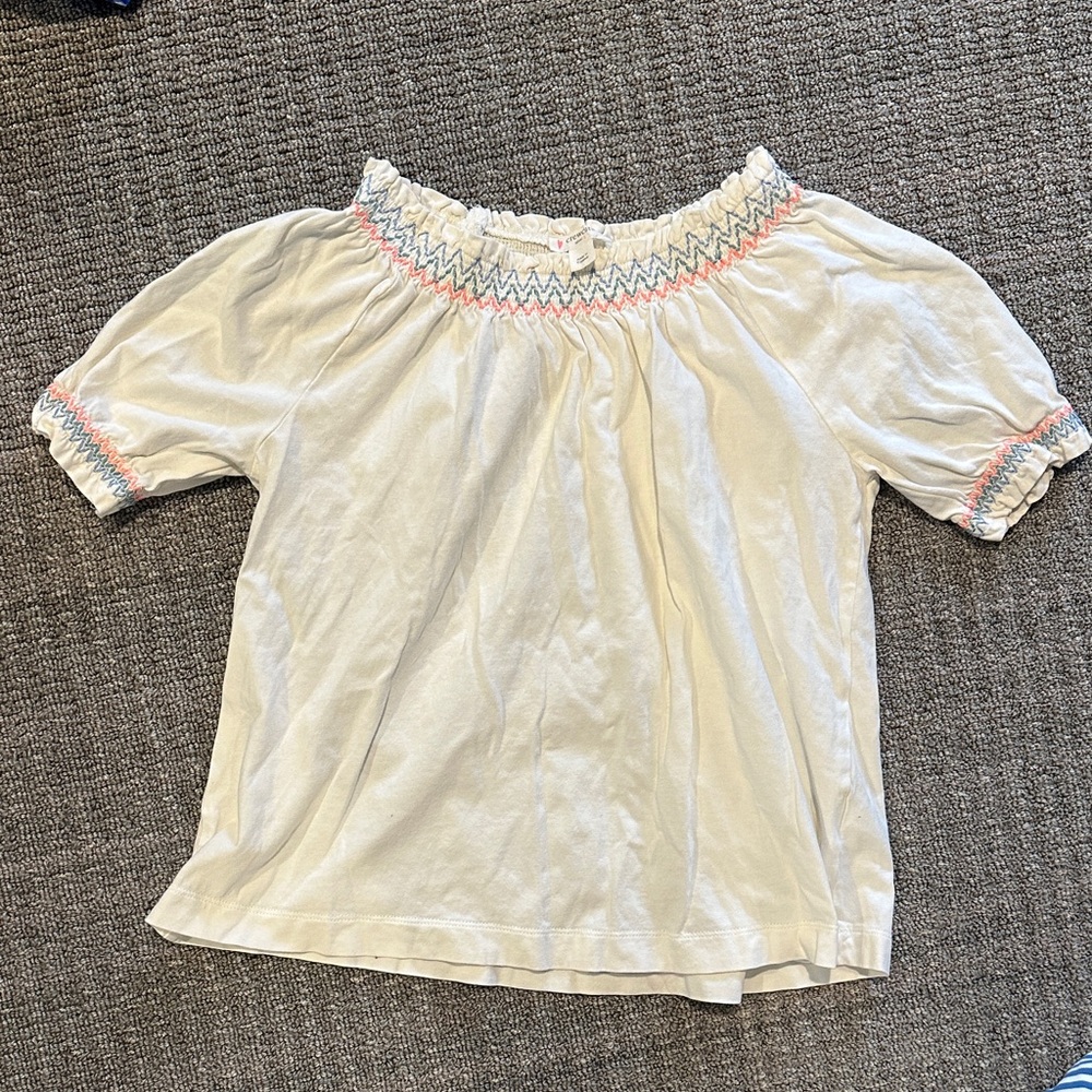 Crewcuts White Top with Colorful Smocking